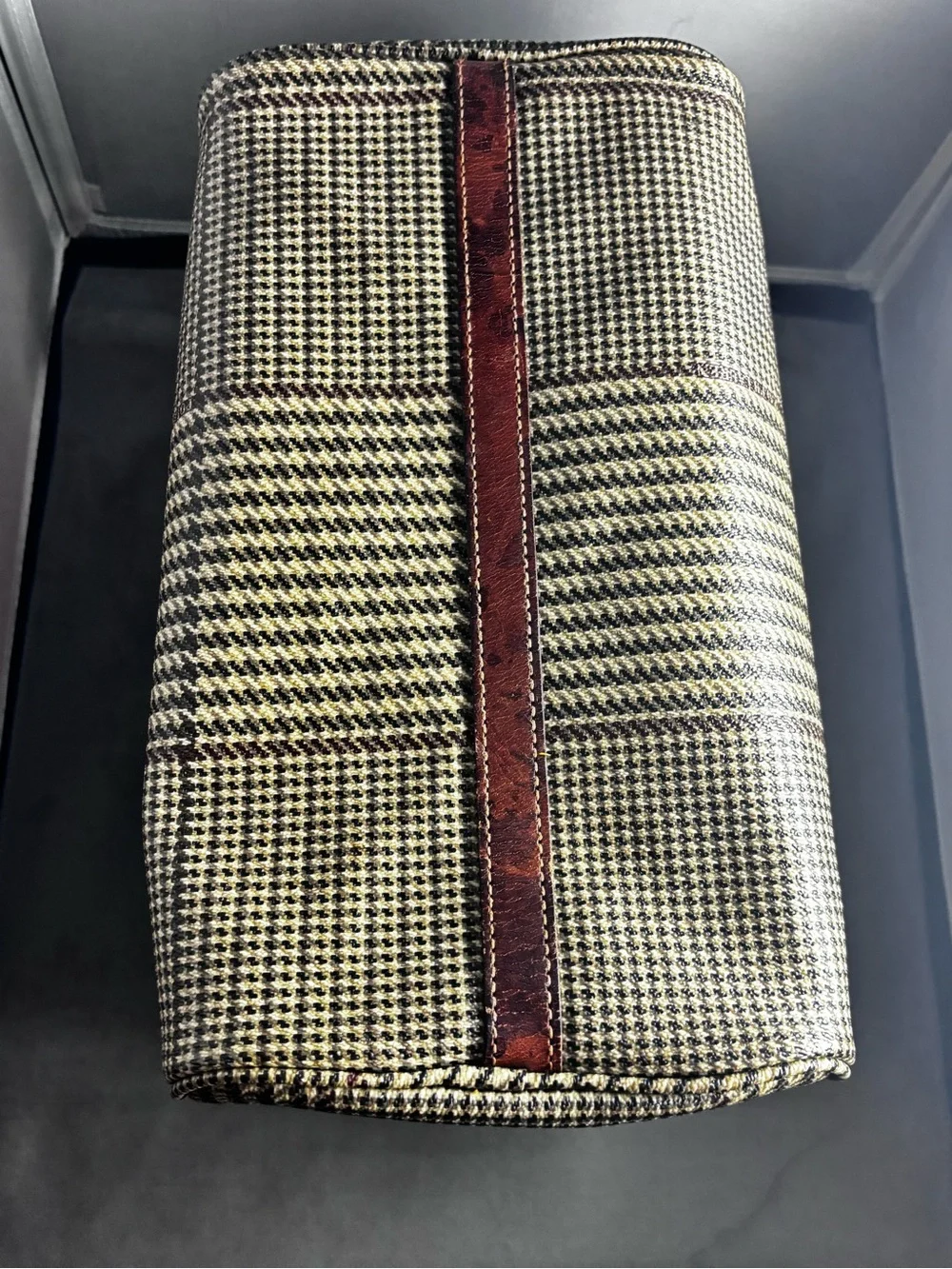 Structured Houndstooth Top-Handle Bag in Brown Vintage Ralph Lauren